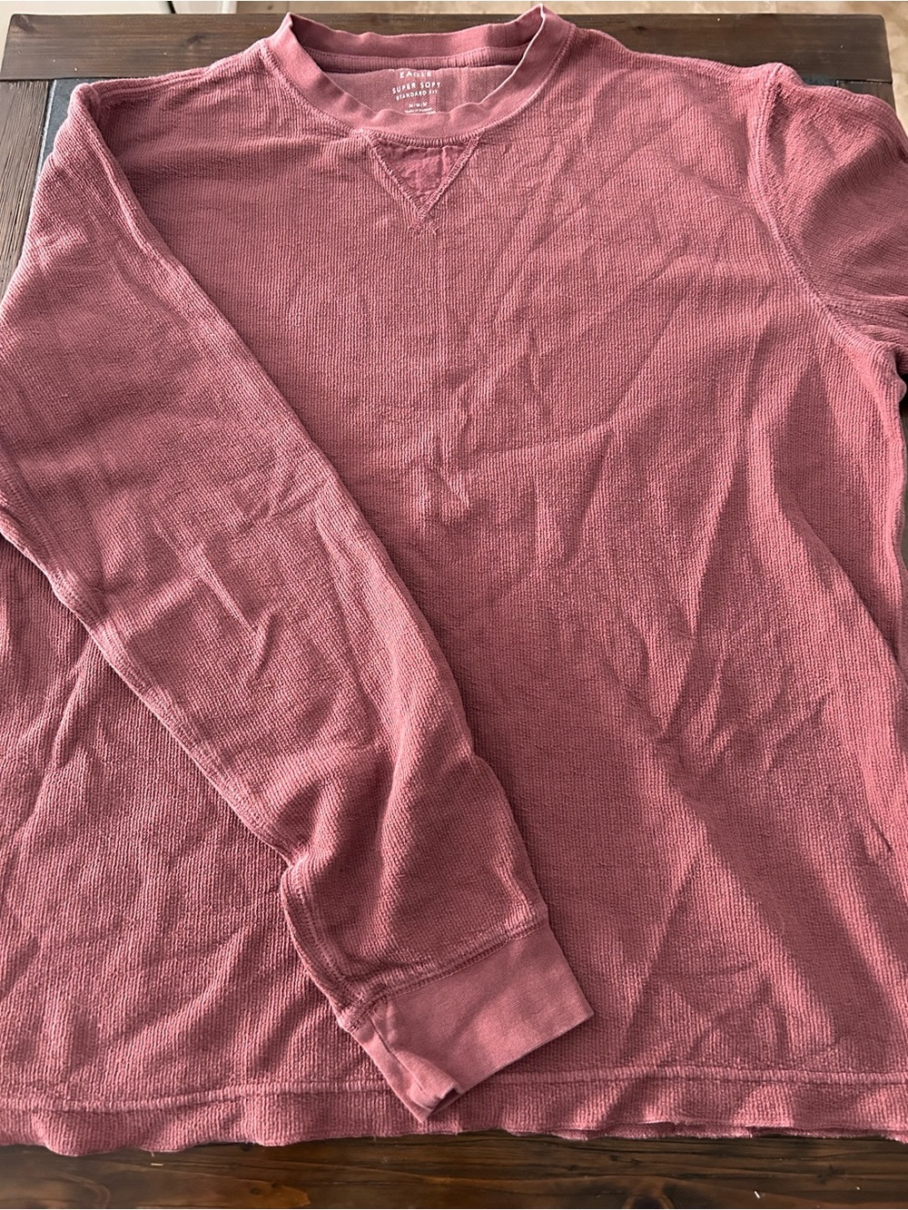 American Eagle Super Soft Waffle Pullover in Dusty Rose